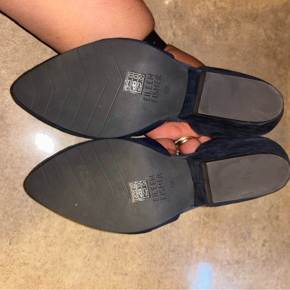 Eileen Fisher Hilly Suede Low Heel Shoes - Blue - Picture 4 of 9